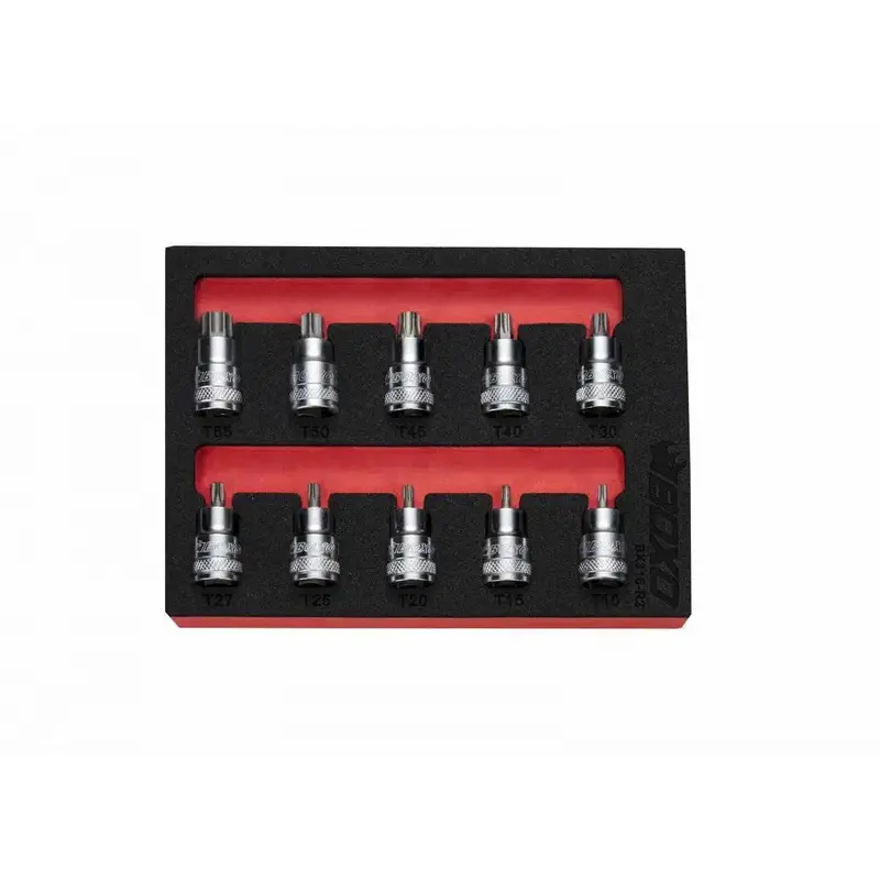 10-Piece 3/8-Inch Drive Super-Stubby Torx Bit Socket Kit — Compact Ratcheting Bits, 1/9 Eva Foam 1