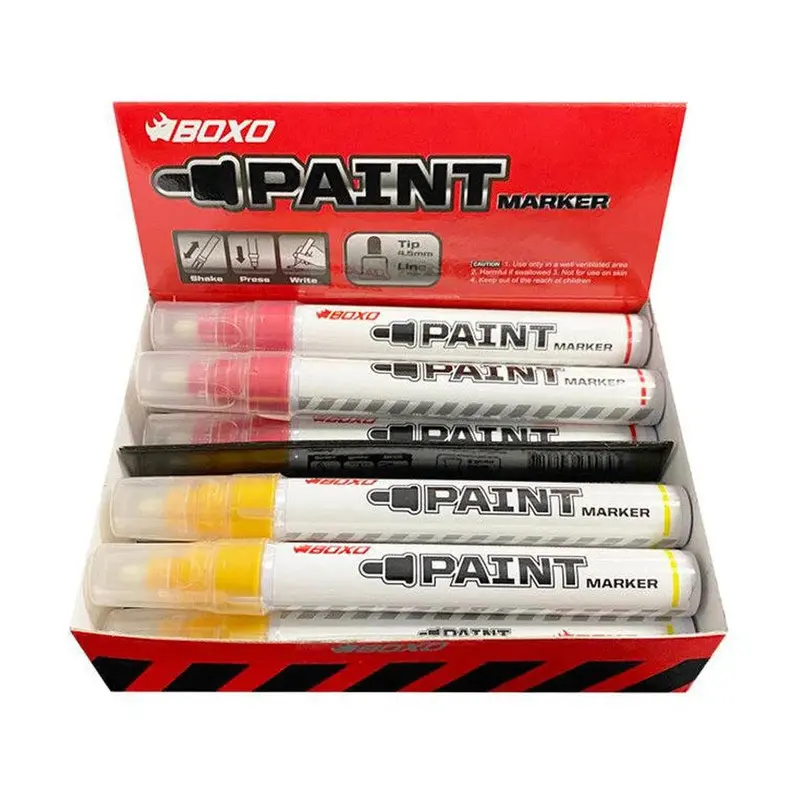 10-Piece Dual-Color Paint Marker Set – Red & Yellow Industrial Marking Pens 1