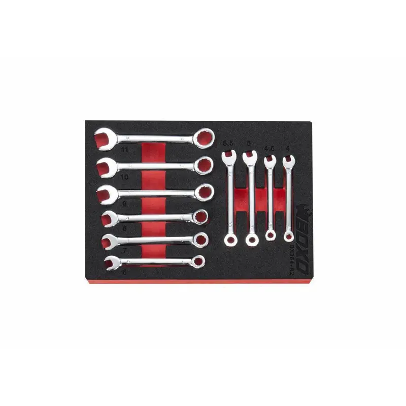 10-Piece Metric Combination Wrench Set – Mini Open-End & Box-End Design In Slim Drawer-Style Eva Foam 1