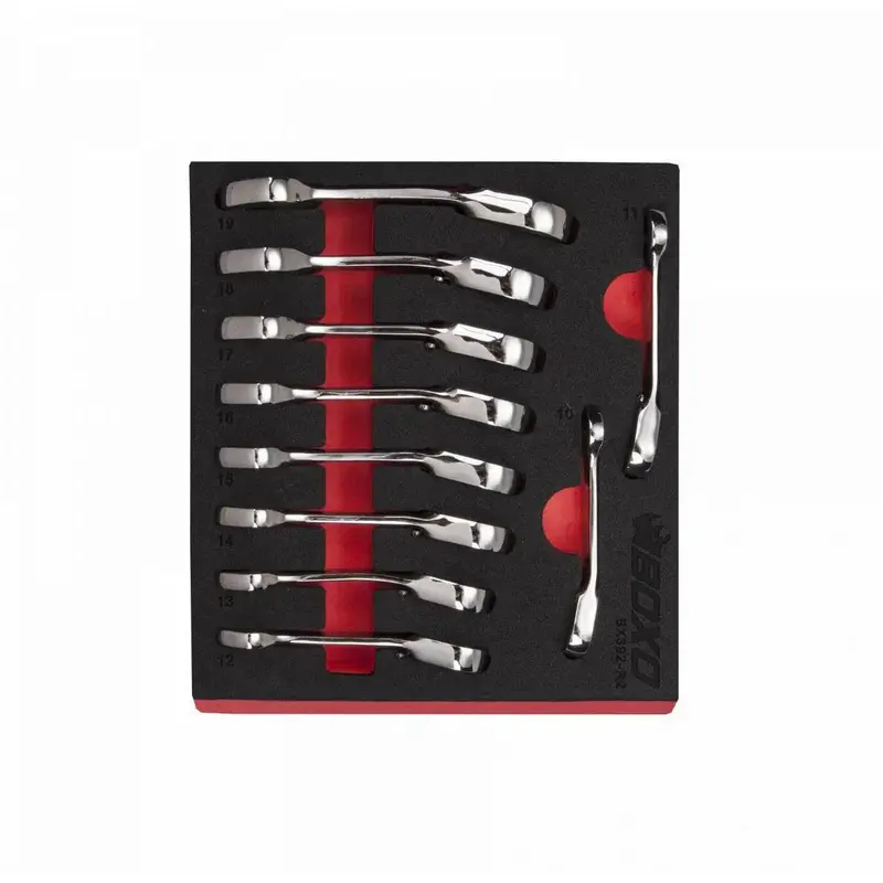 10-Piece Stubby Reversible Ratcheting Wrench Set – Metric Sizes In Space-Saving Eva Foam Tray 1