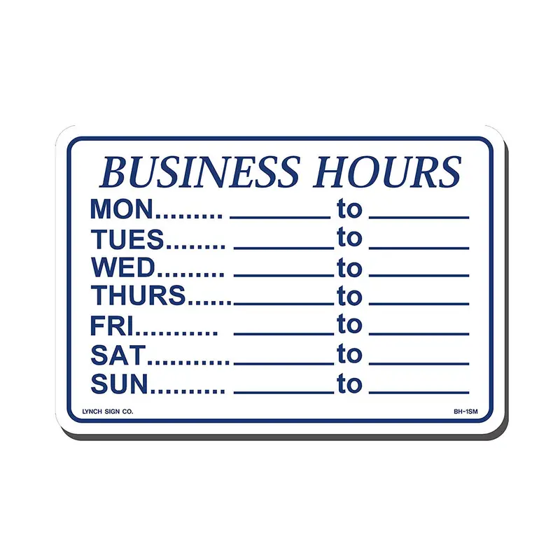 10×7 Inch Compact Business Hours Sign 1