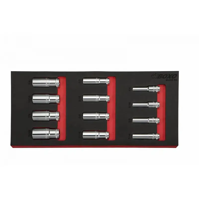 12-Piece 3/8" Drive Sae Deep 6-Point Socket Set – Compact Eva Foam Tray 1