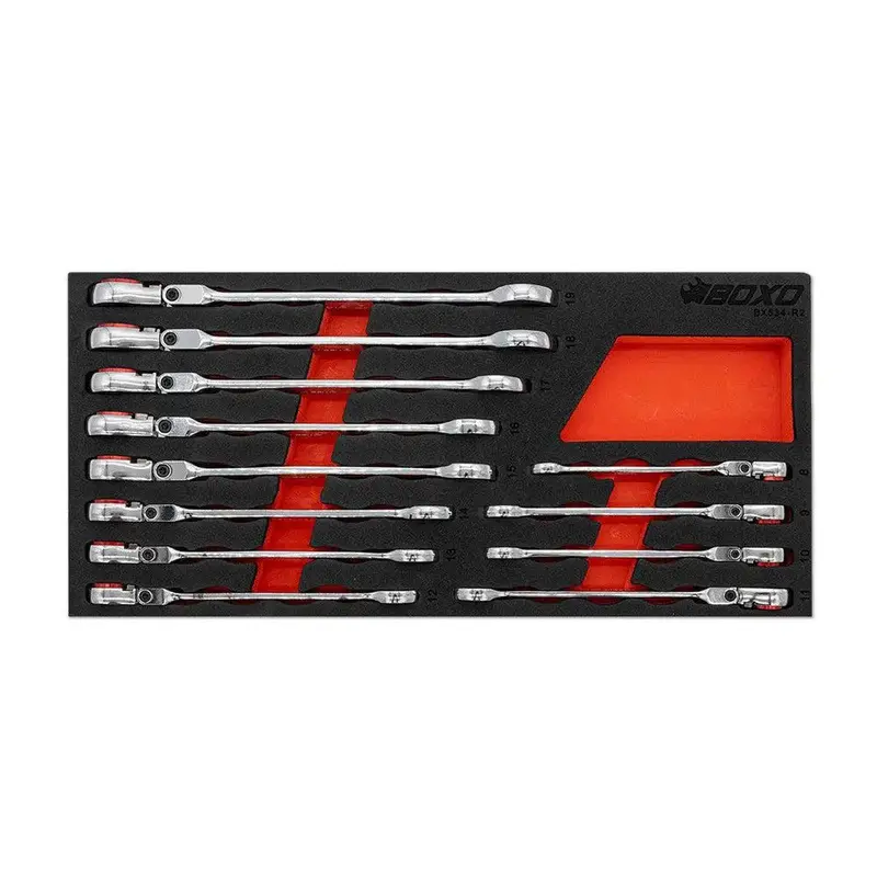 12-Piece Flex-Head Ratcheting Combination Wrench Set – 100-Tooth Metric, Magnetic Stop Ring & Ergonomic Grip 1