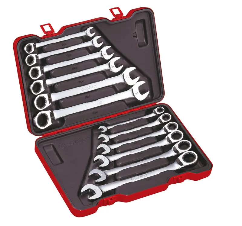 12-Piece Metric Reversible Ratchet Spherical Combination Wrench Set 1