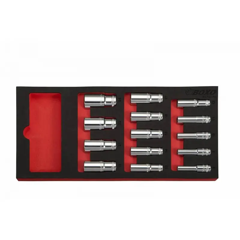 14-Piece 3/8" Drive Metric Deep 6-Point Socket Kit – Eva Foam Storage 1