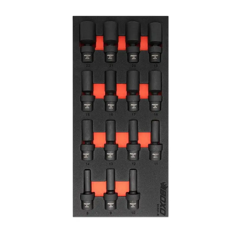 15-Piece 3/8" Drive Metric Deep Impact Swivel Socket Set – Flexible Joint Design With Eva Foam Storage 1