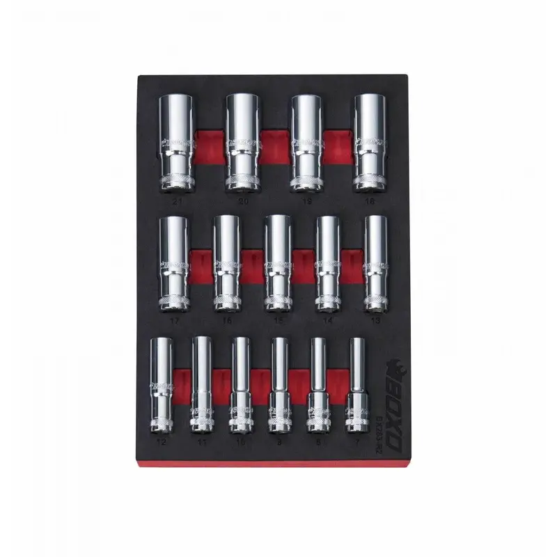 15-Piece 3/8" Drive Metric Deep Socket Kit: 12-Point Chrome Sockets With Enhanced Eva Foam Cushioning 1