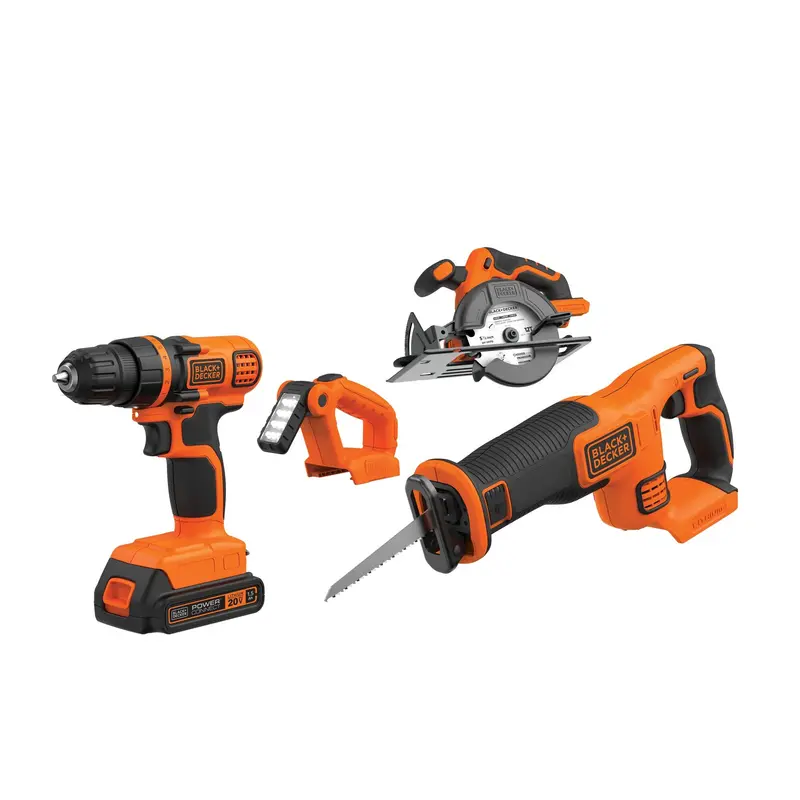 20V Max Powerconnect 4-Tool Cordless Combo Kit: Drill, Impact Driver, Circular Saw, Reciprocating Saw & Led Work Light With Battery & Charger 1
