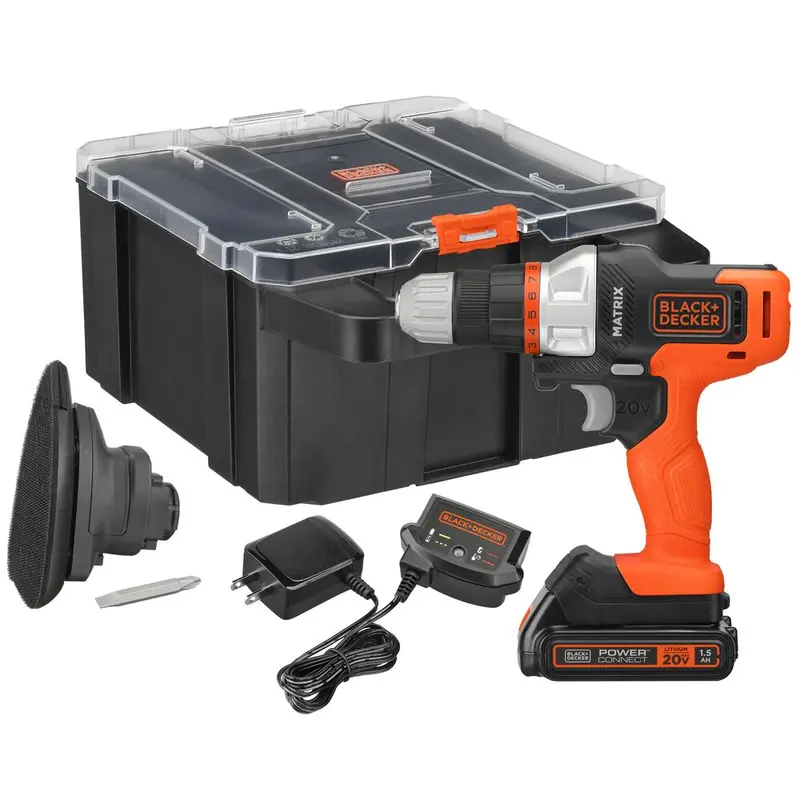 20V Max Powerconnect Matrix Cordless Drill With Sander Attachment – Full Kit With Battery & Charger 1