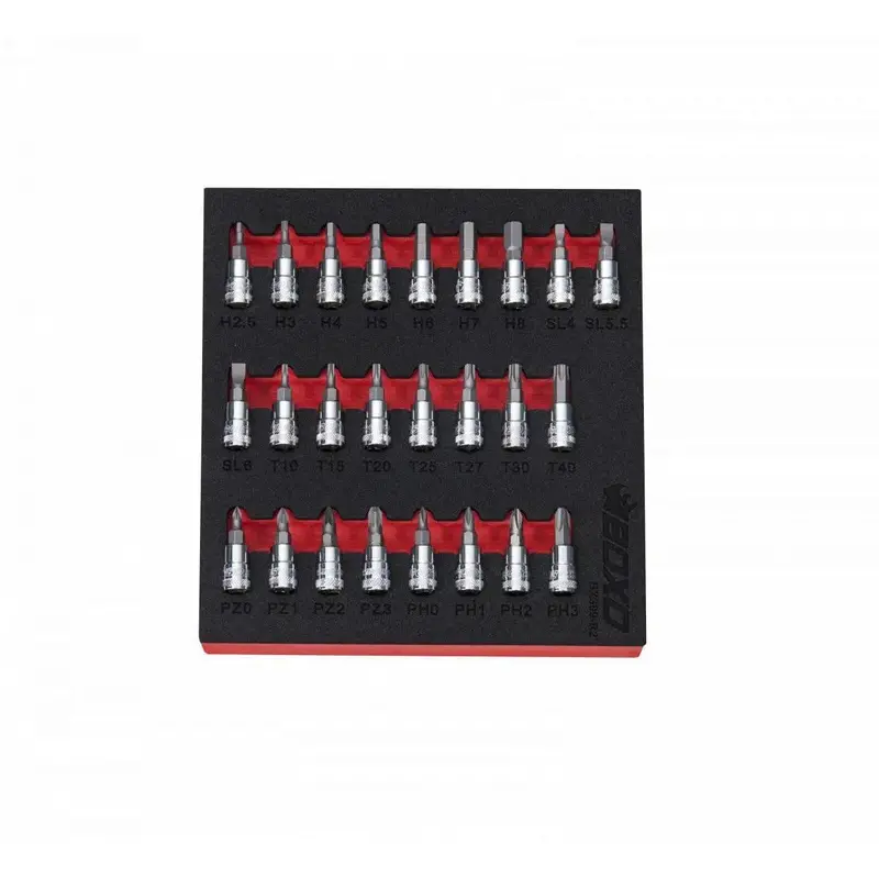 25-Piece 1/4-Inch Drive Master Bit Socket Set Featuring Multiple Driver Types — 1/6 Eva Foam Case 1