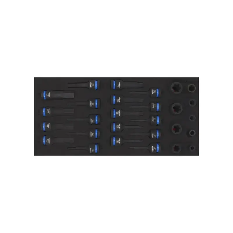 28-Piece 1/2" Impact Socket Set – E-Torx, Torx & Hex, Organized In 1/3-Drawer Eva Foam 1