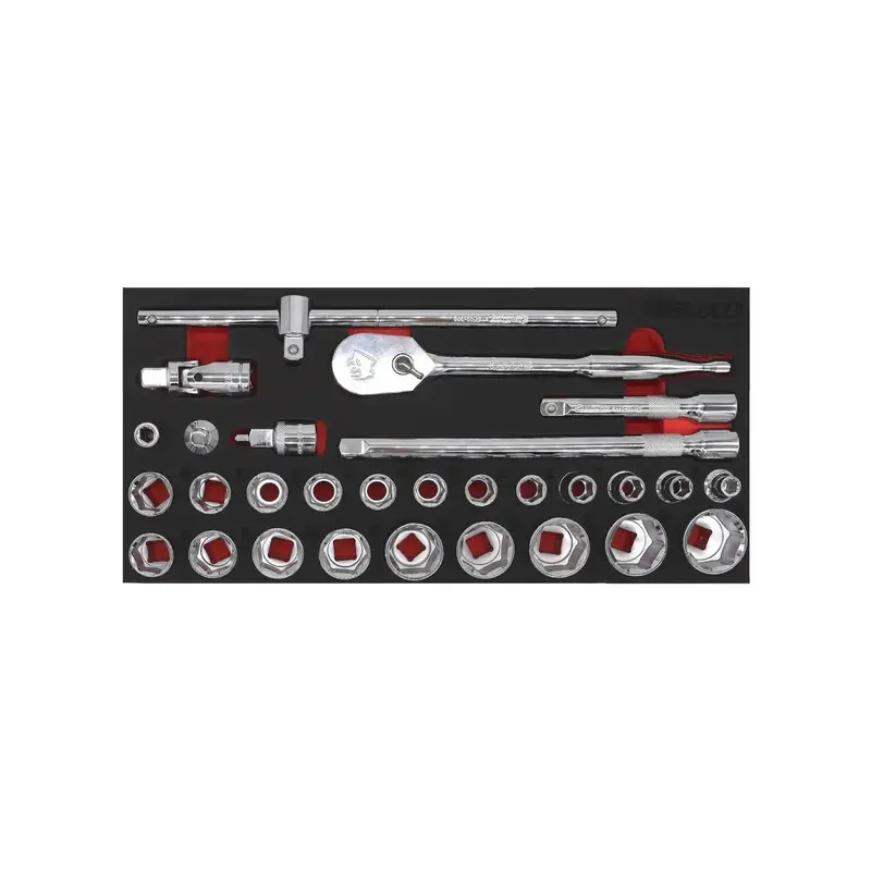 29-Piece 1/2-Inch Drive 6-Point Metric Socket Set – 1/3-Drawer Eva Foam Case 1