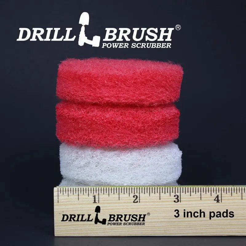 3-Inch Dual-Color Hook-And-Loop Scrubbing Pads – 4-Pack (Red & White) 1