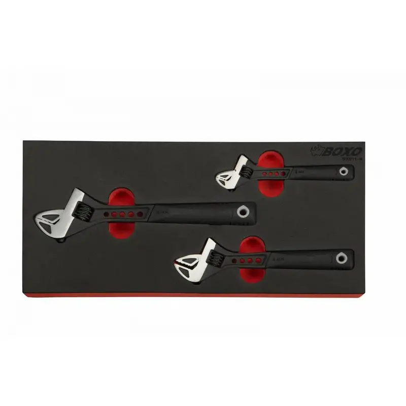 3-Piece Adjustable Wrench Collection With Custom Eva Foam Fit 1