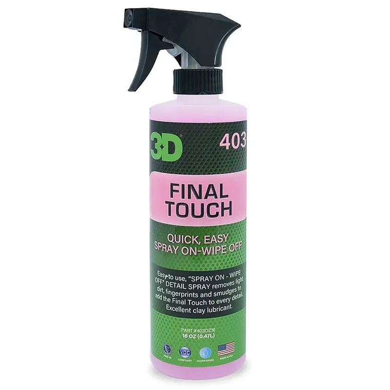 3D Final Touch Quick Detailer & Clay Lubricant – 16 Oz Travel Size 1