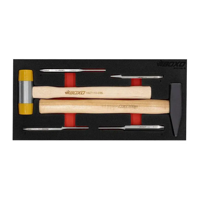 6-Piece Hammer And Punch Tool Set With Shock-Absorbing Eva Foam Base 1