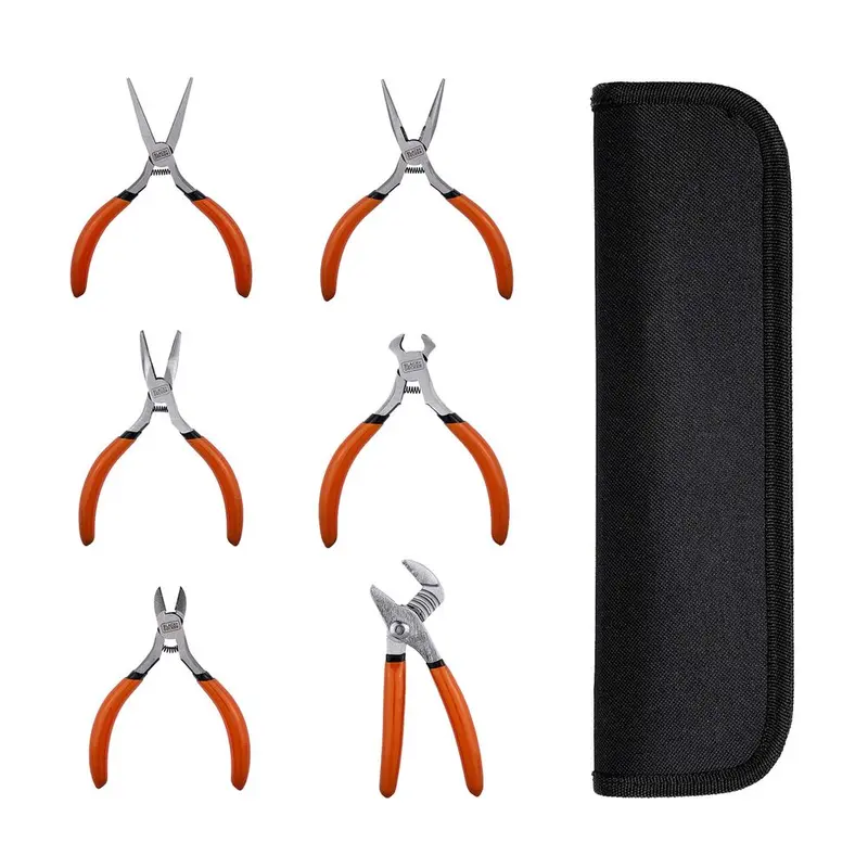 6-Piece Mini Plier Set Featuring Soft-Grip Handles And Compact Carrying Case 1
