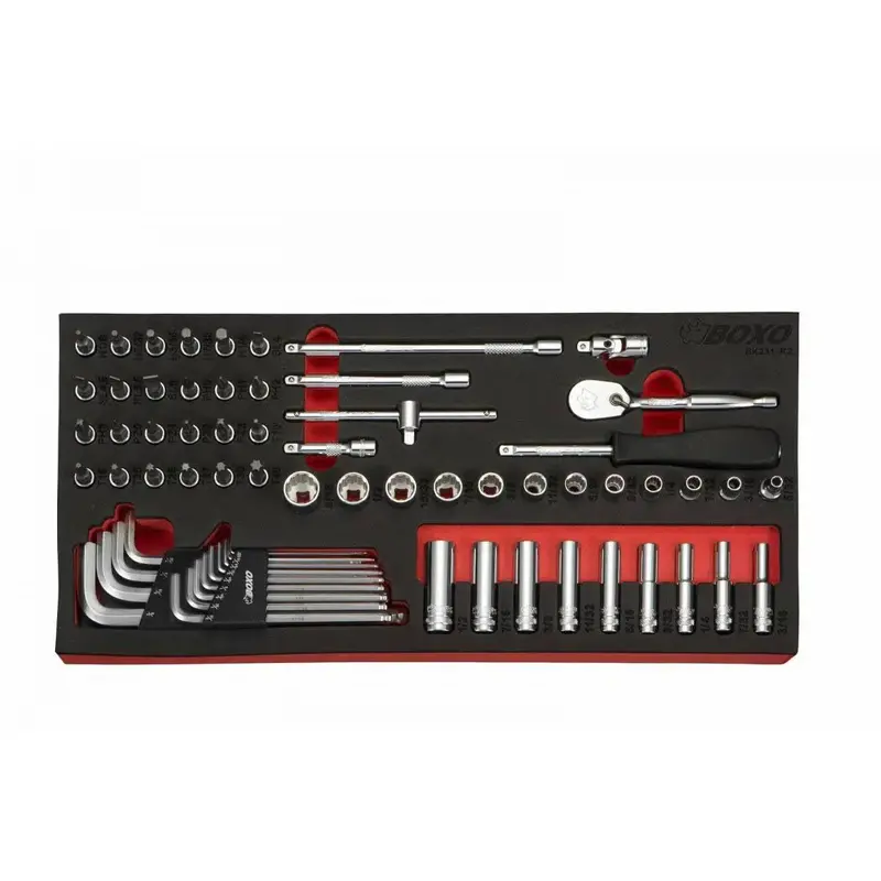 65-Piece 1/4" Drive Sae Socket Set – Durable 6-Point Design With Organized Eva Foam Housing 1