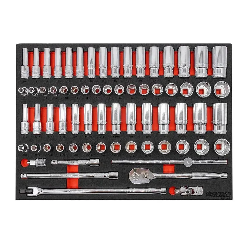 68-Piece 1/2" Drive Master Socket Set – Dual Metric & Sae 6-Point Chrome Sockets With Full-Size Eva Foam Case 1