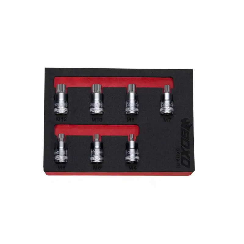 7-Piece 3/8-Inch Drive Super-Stubby Spline Bit Socket Set — Space-Saving Design, 1/9 Eva Foam 1