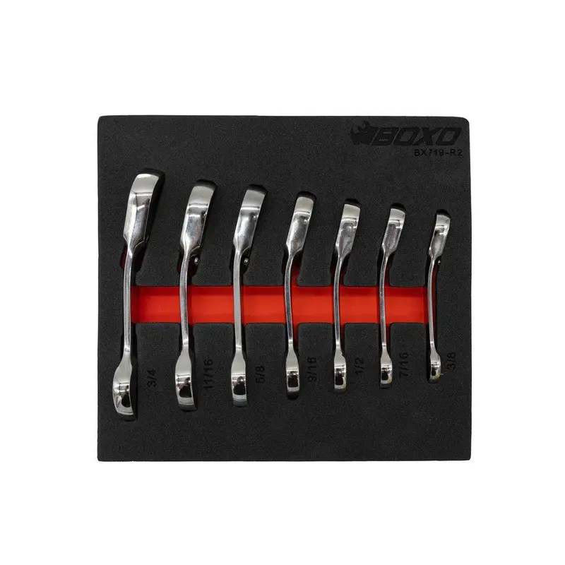 7-Piece Stubby Reversible Ratcheting Combo Wrench Set (Sae) In 1/9 Eva Foam 1