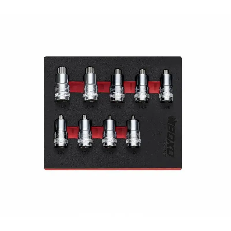 9-Piece 1/2-Inch Drive Super-Stubby Torx Bit Socket Set — Ultra-Compact Design, 1/9 Eva Foam 1
