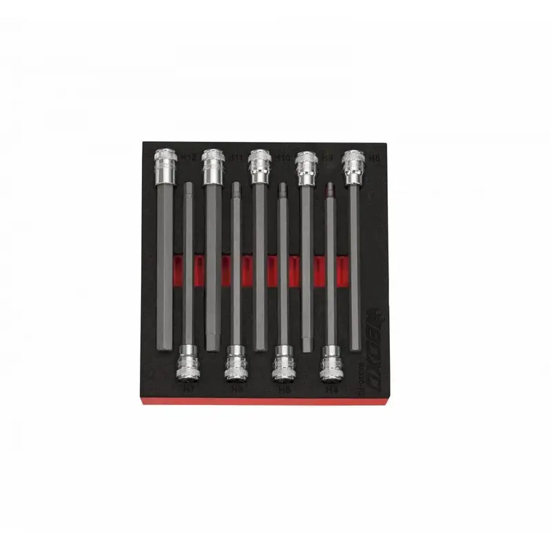 9-Piece 3/8-Inch Drive Extended-Length Hex Bit Socket Set — Extra Reach, 1/6 Eva Foam 1