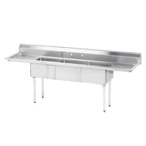 Advance Tabco Fe-3-1812-18Rl-X Triple-Compartment Stainless Sink – 15 In Deep Bowls, Dual Drainboards 1