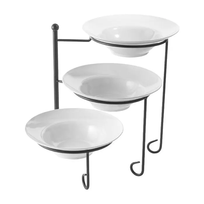 American Metalcraft Ttrsmel7 Three-Tier Round Display Stand With Melamine Bowls 1