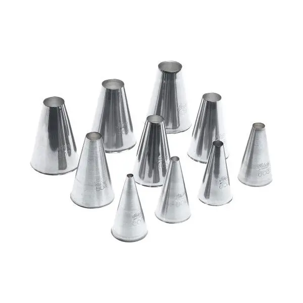 Ateco #810 Round Plain Pastry Tip Set – 10-Piece Kit 1