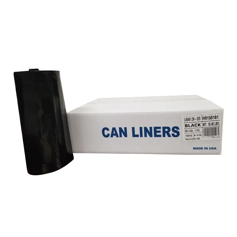 Black 45-Gallon Can Liners – Pack Of 100, Leak-Resistant 1