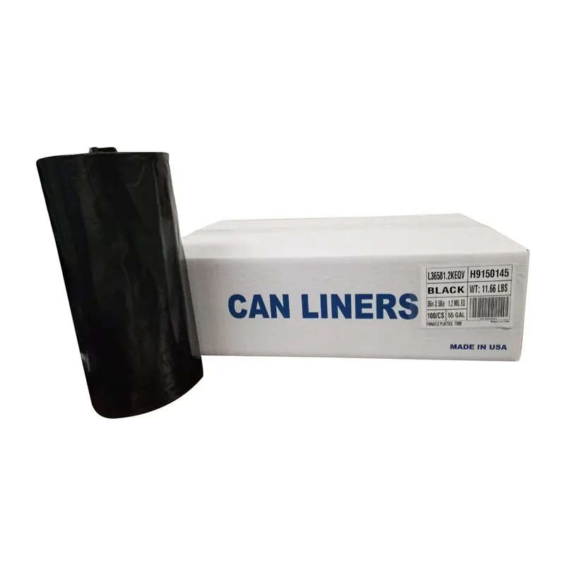 Black 55-Gallon Can Liners – Pack Of 100, Commercial Grade 1
