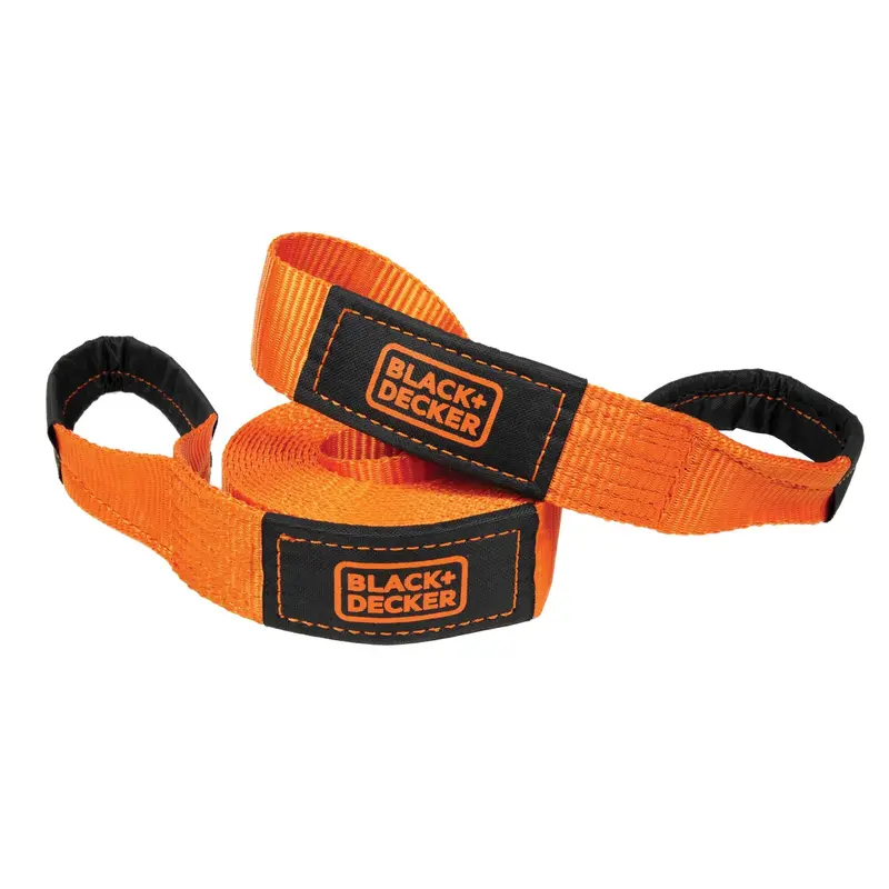 Black And Orange 2-Inch By 20-Foot Off-Road Recovery Strap — 9,000-Pound Break Strength, Light-Duty Towing 1