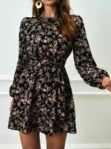 Black Floral Midi Dress – Boho Chic Style 1