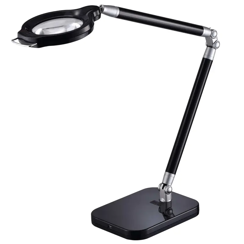 Black Ultra-Reach Led Desk Lamp With Built-In Magnifier 1