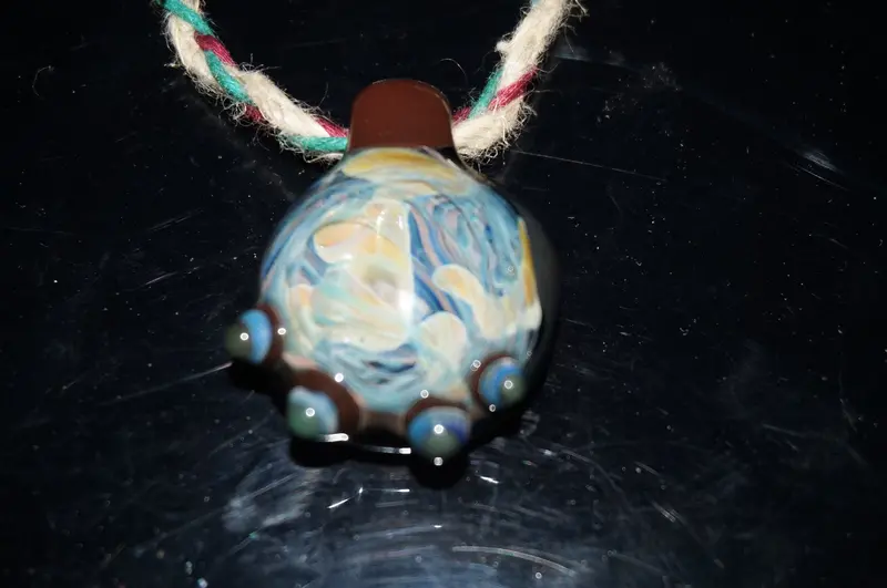 Blue And Orb World Pendant With Natural Hemp Cord Necklace 1