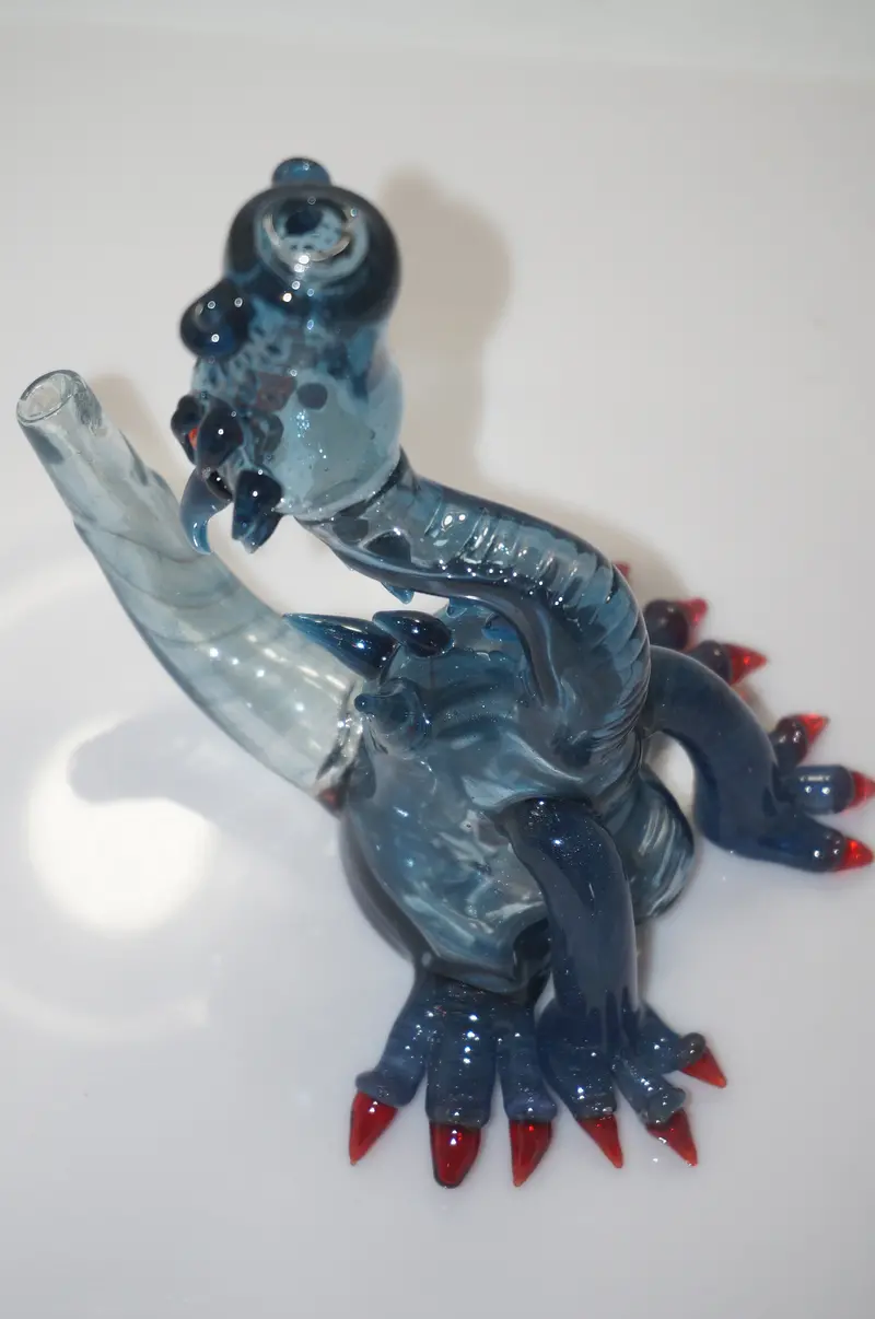 Blue Dragon American Oil Rig Glass Smoking Pipe | Handcrafted Borosilicate Art Piece 1