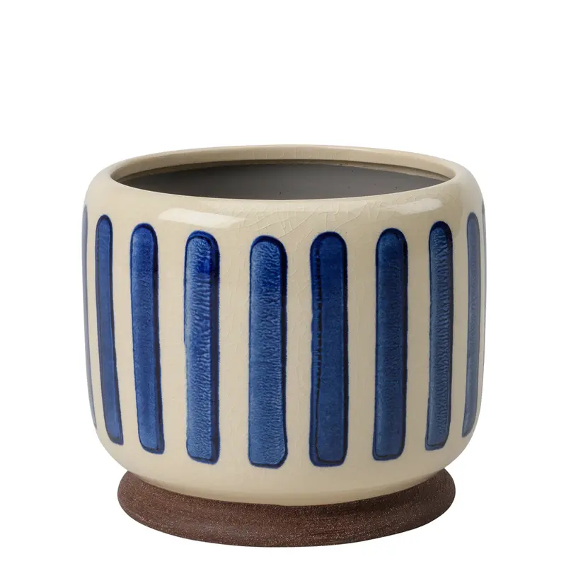 Blue Striped Glazed Planter – Collector Series (13Cm) 1