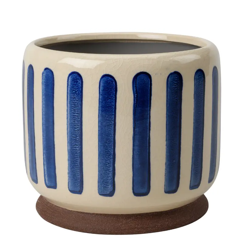 Blue Striped Glazed Planter – Collector Series (16Cm) 1