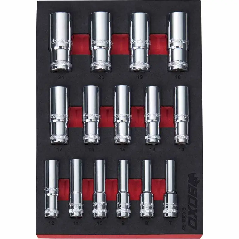 Boxo 15-Piece 3/8" Drive 12-Point Deep Socket Set – 7–21 Mm 1