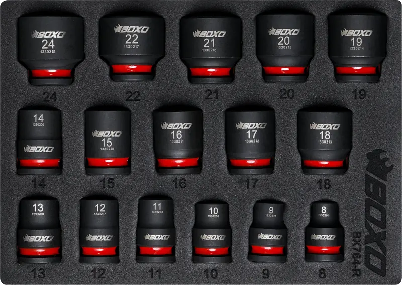 Boxo 16-Piece 3/8" Drive Shallow Impact Socket Kit – Space-Efficient Design 1
