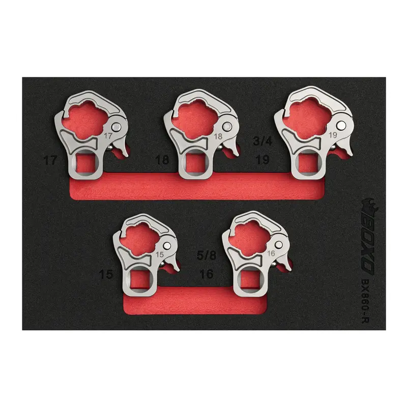 Boxo 5-Piece 3/8" Ratcheting Flare Nut Wrench Set 1