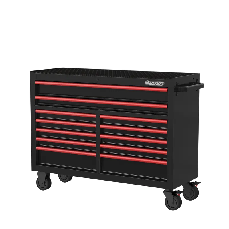 Boxo 53-Inch 12-Drawer Mobile Roll Cabinet With Custom Trim Options – Black Base 1
