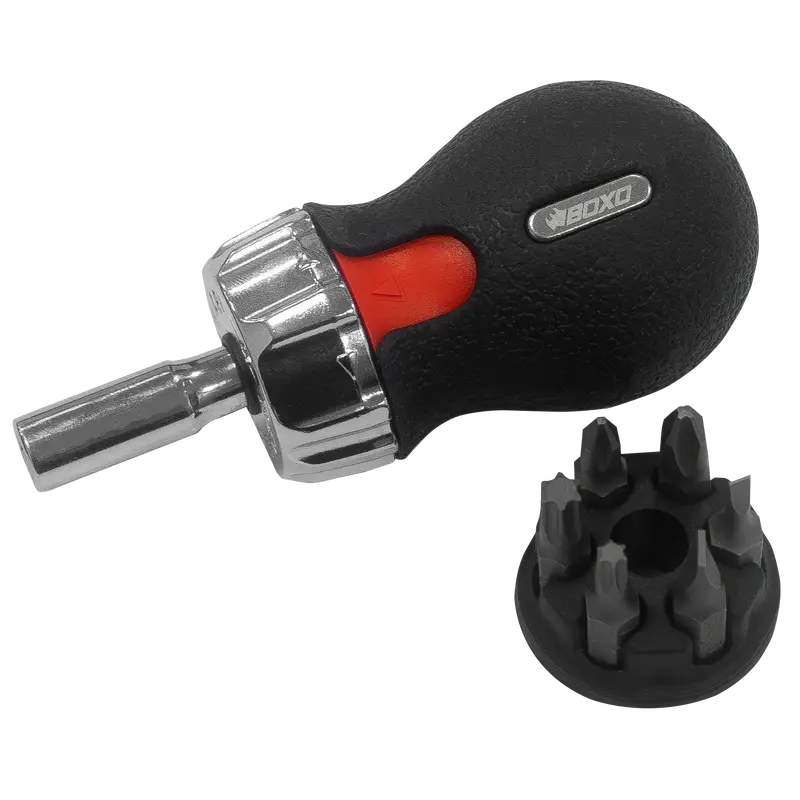 Boxo 6-In-1 Compact Ratcheting Stubby Screwdriver 1