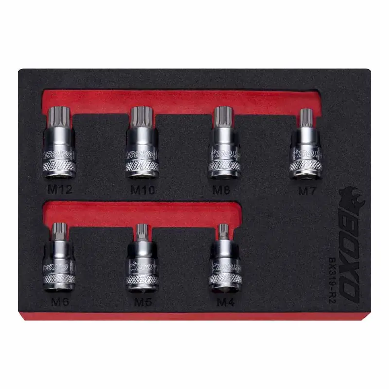 Boxo 7-Piece 3/8-Inch Super-Stubby Spline Socket Kit 1