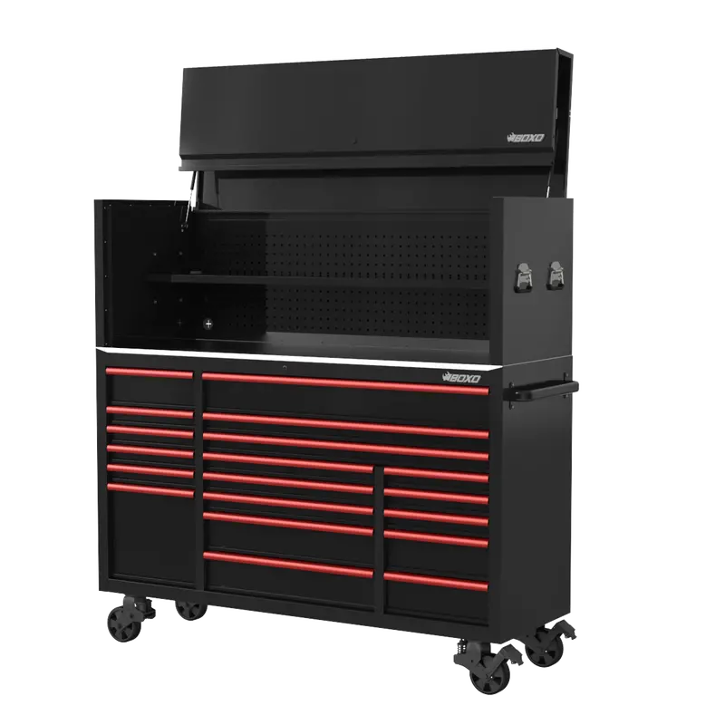 Boxo 72-Inch 19-Drawer Stackable Toolbox With Customizable Trim – Black Base 1