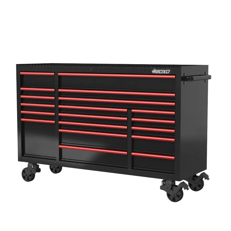 Boxo 72" Triple-Bank Roll Cabinet – 19-Drawer System With Black Body & Custom Trim 6