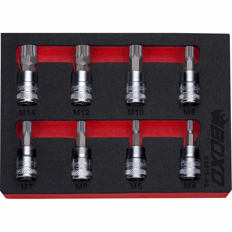 Boxo 8-Piece 3/8" Spline Bit Socket Kit 1