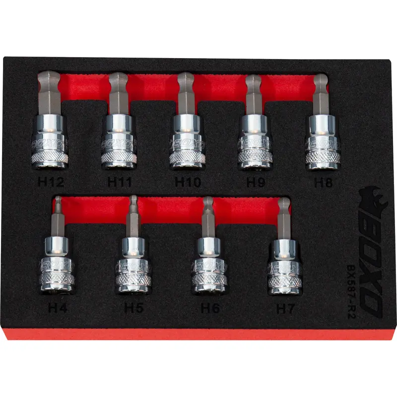 Boxo 9-Piece Ball-End Hex Bit Socket Set – 3/8" Drive 1