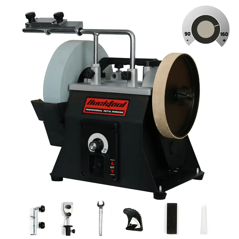 Bucktool Scm8103 10-Inch Variable-Speed Wet Grinder — 1.2A, Water-Cooled, 90–160 Rpm Dual-Direction Sharpening System 1